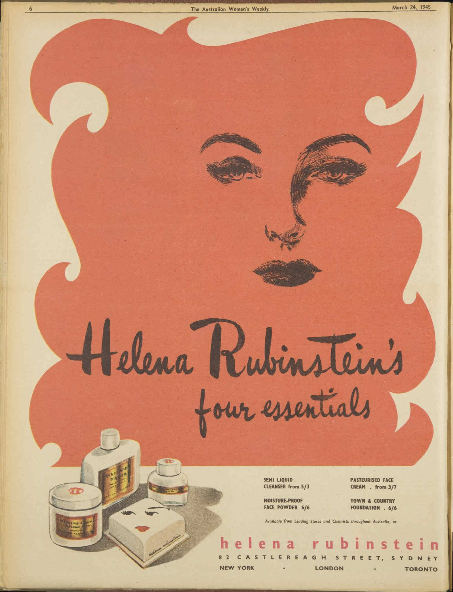 Australijska reklama kosmetyków Heleny Rubinstein, 1949, fot.ŻMG