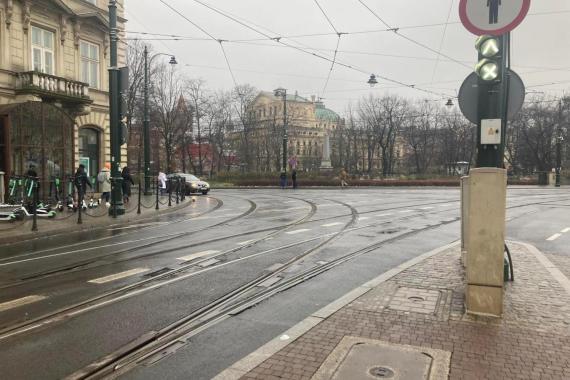 Weekend bez tramwajów na ulicy Lubicz w Krakowie