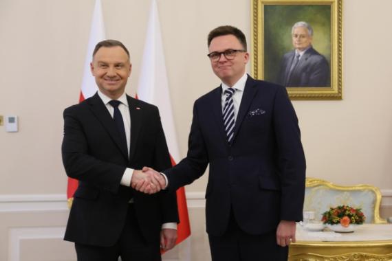 Marszałek Sejmu Szymona Hołowni spotkał się z prezydentem Andrzejem Dudą