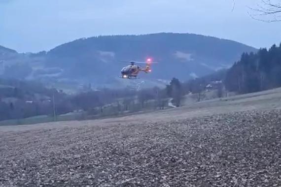 Spłoszone konie doprowadziły do wypadku zaprzęgu na drodze w Jastrzębiu w powiecie limanowskim