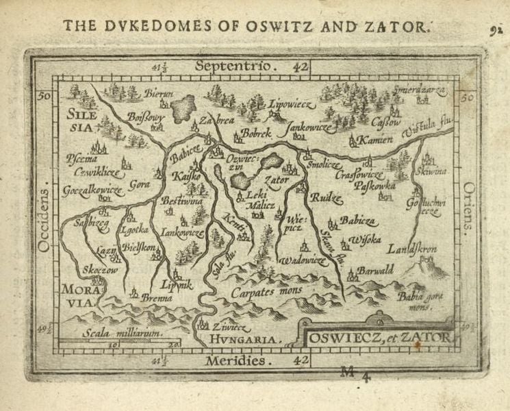 Łęki na mapie Księstwa Oświęcimskiego i Zatorskiego - mapa Abrahama Orteliusa z 1603.  (fot.Wikipedia) 