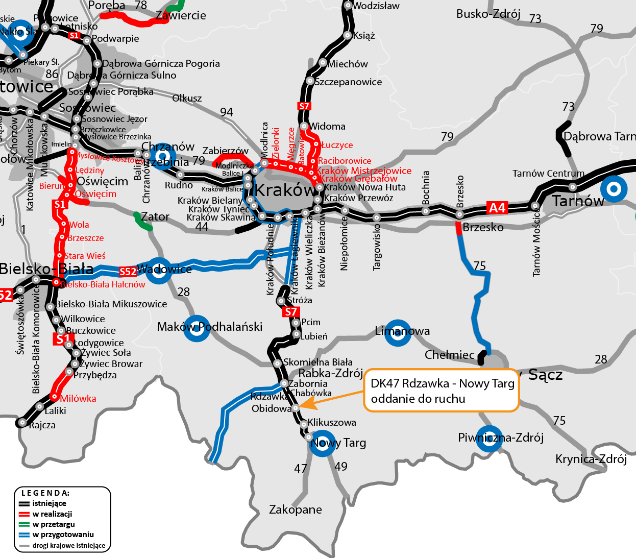 Mapa przygotowana przez GDDKIA