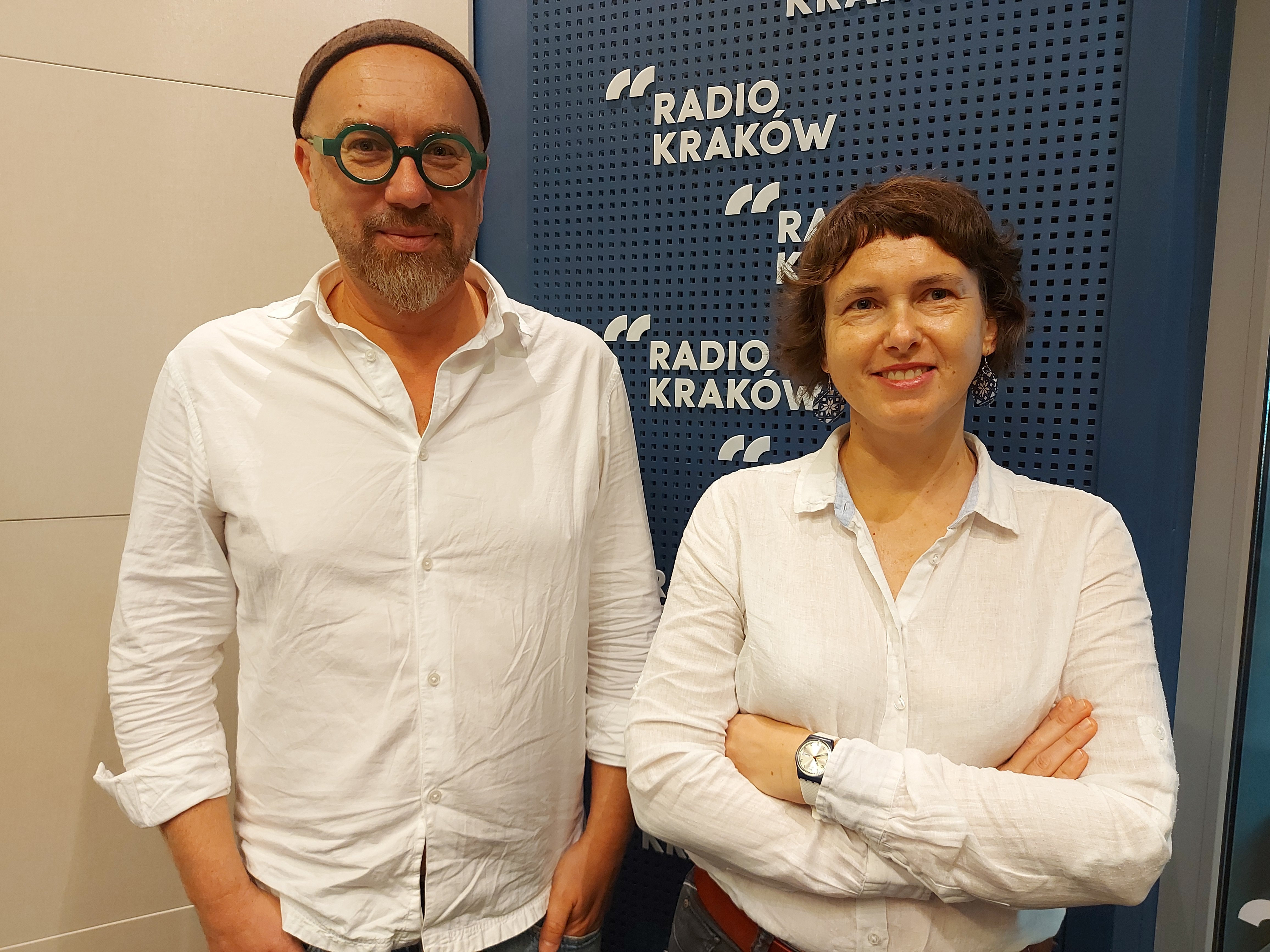 Bartek Kieżun i prof. Ewa Kopczyńska w studiu Radia Kraków, fot. Sylwia Paszkowska