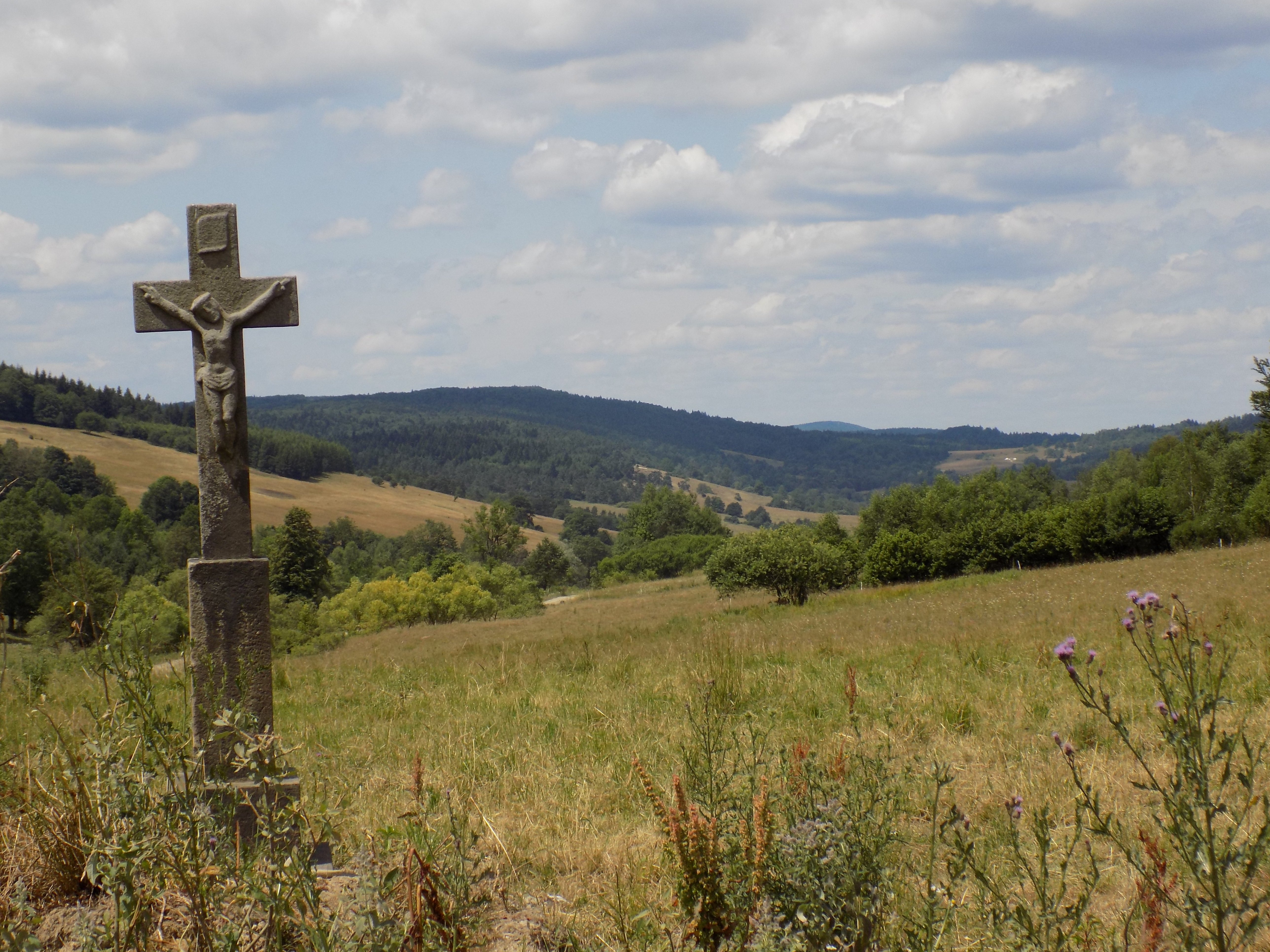 Widok z przełęczy Długie na dolinę dawnej wsi  (fot. ANDRZEJ PIECUCH)