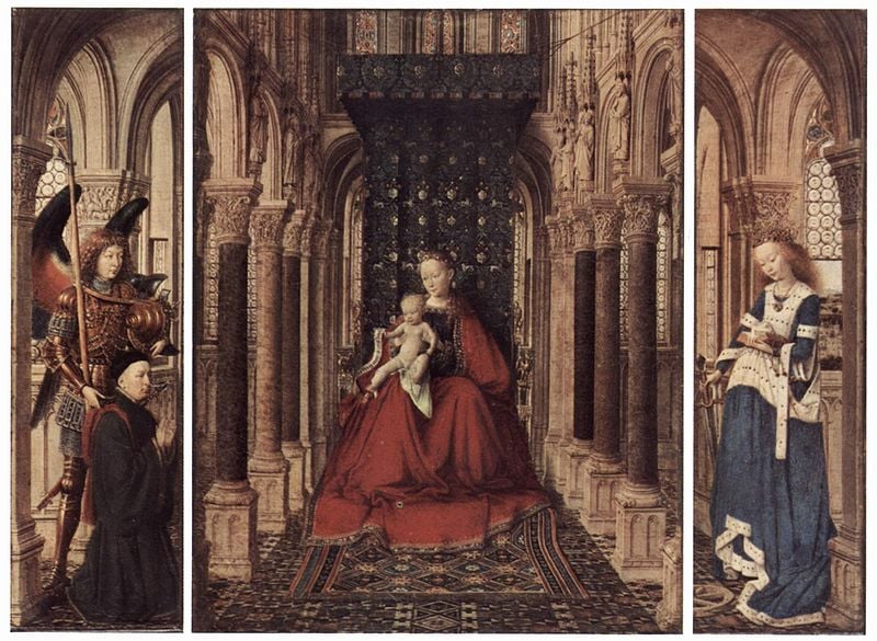 Jan van Eyck, Tryptyk z Madonną tronującą w kościele (ok. 1437) - fot. Wikipedia