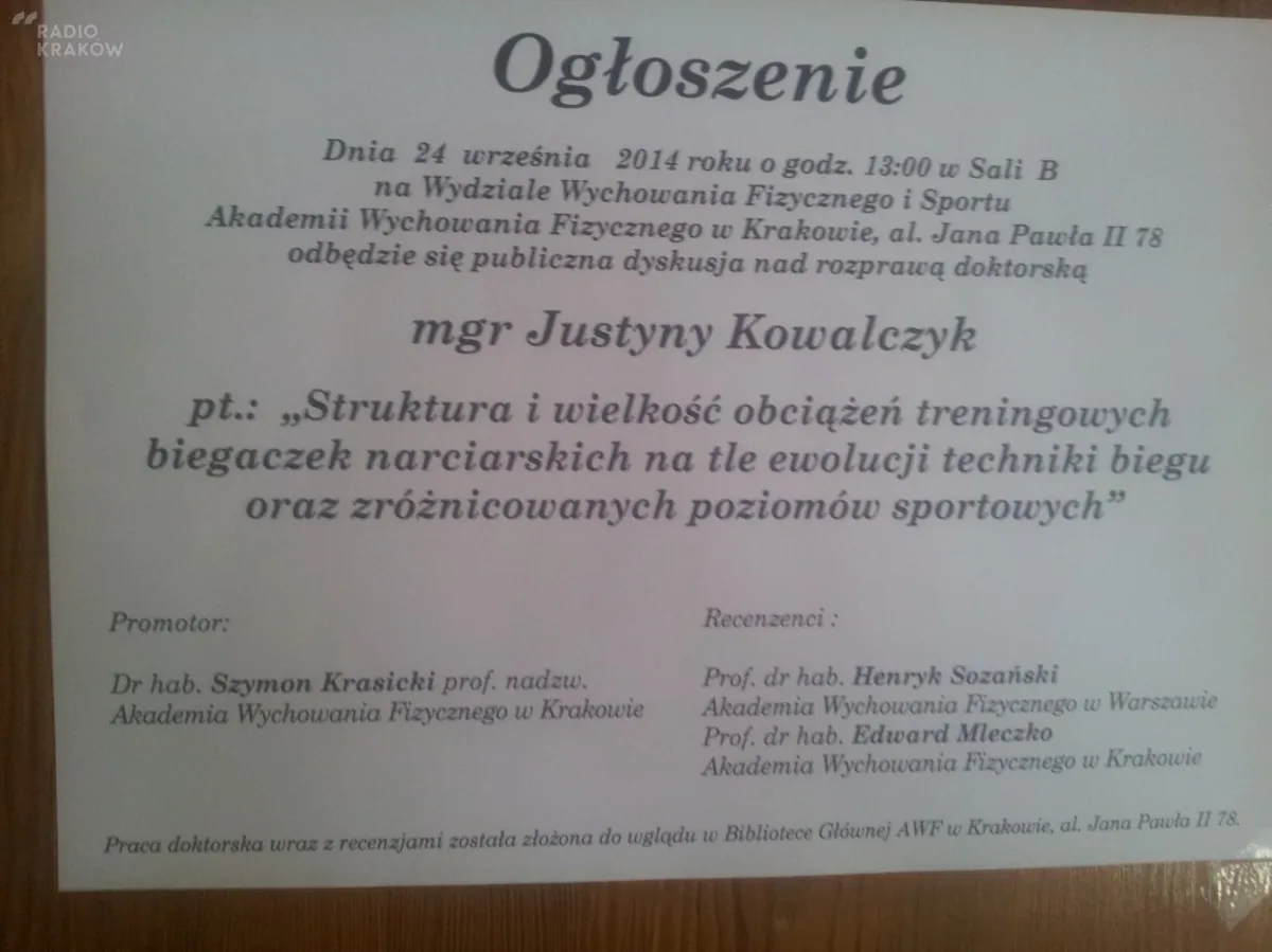 Justyna Kowalczyk obroniła pracę doktorską w Krakowie