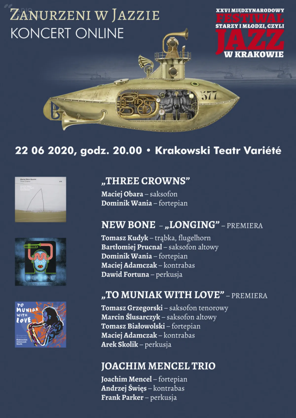 Koncert Specjalny Online XXVI Międzynarodowego Festiwalu "Starzy i Młodzi, czyli Jazz w Krakowie"