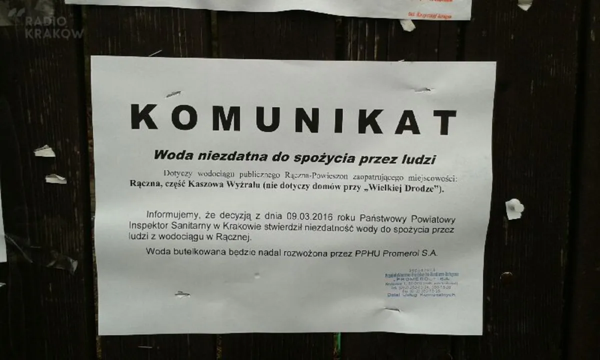 Woda w podkrakowskiej gminie Liszki jest niezdatna do picia. Problem dotyczy 1500 osób