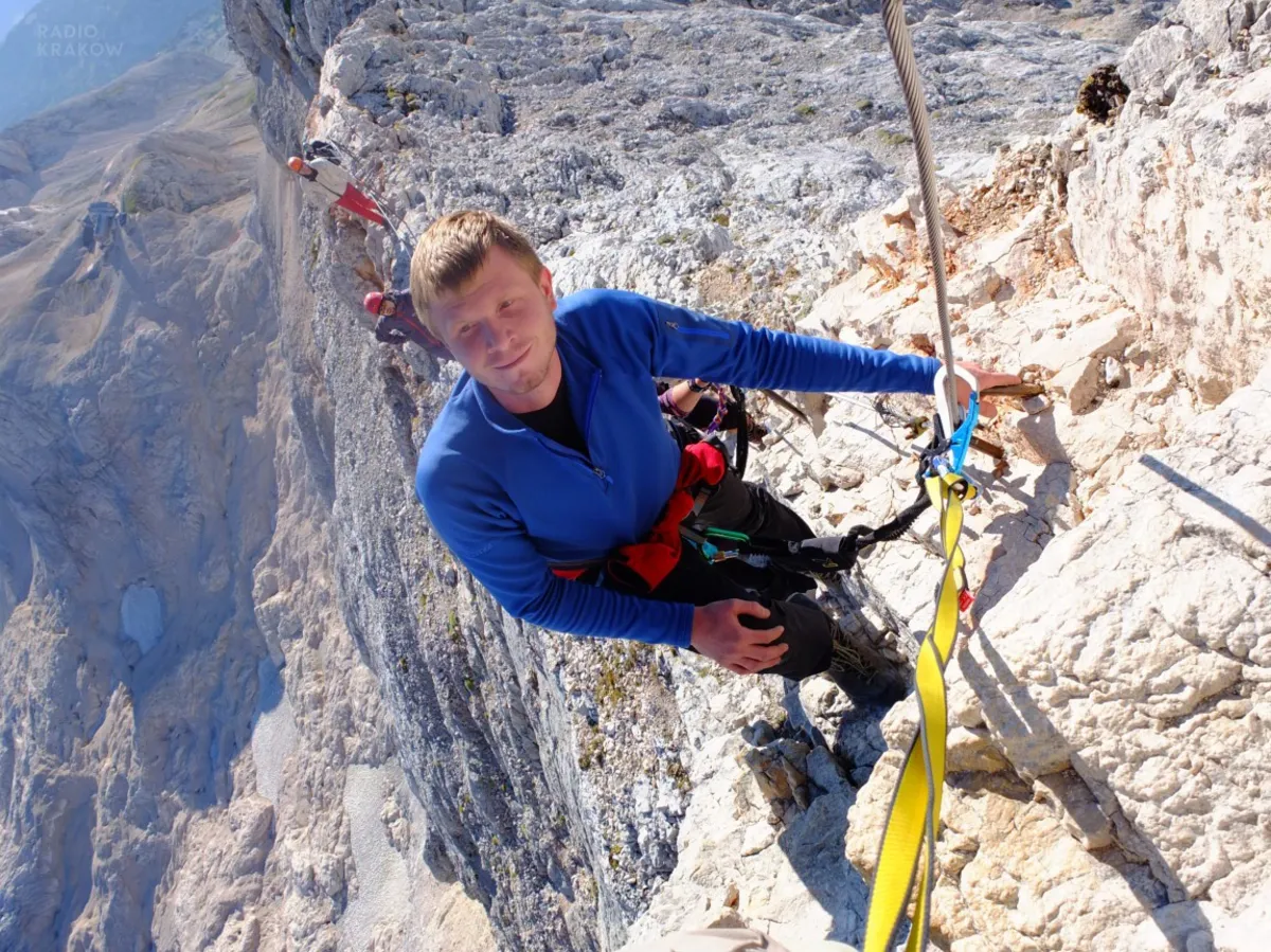 Jerzy Płonka, niewidomy alpinista, "Wieczornym Gościem" Radia Kraków