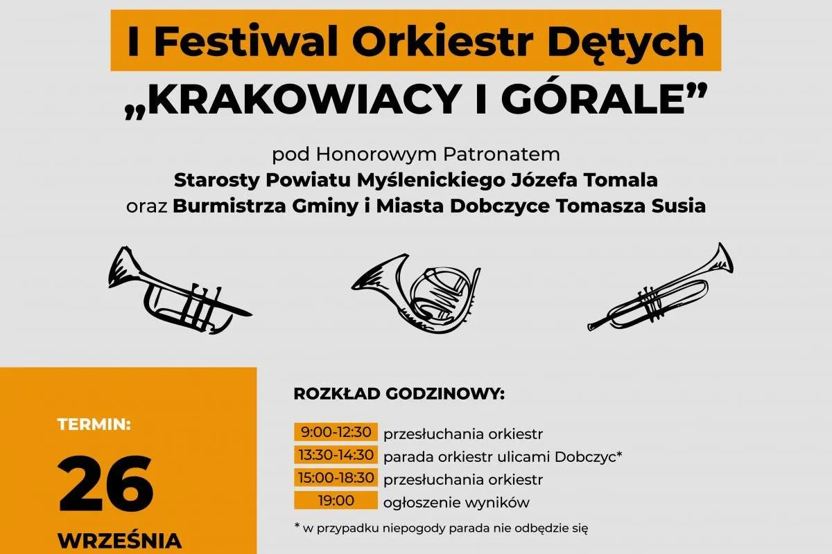 I Festiwal Orkiestr Dętych Krakowiacy i Górale już 26 września w Dobczycach! 