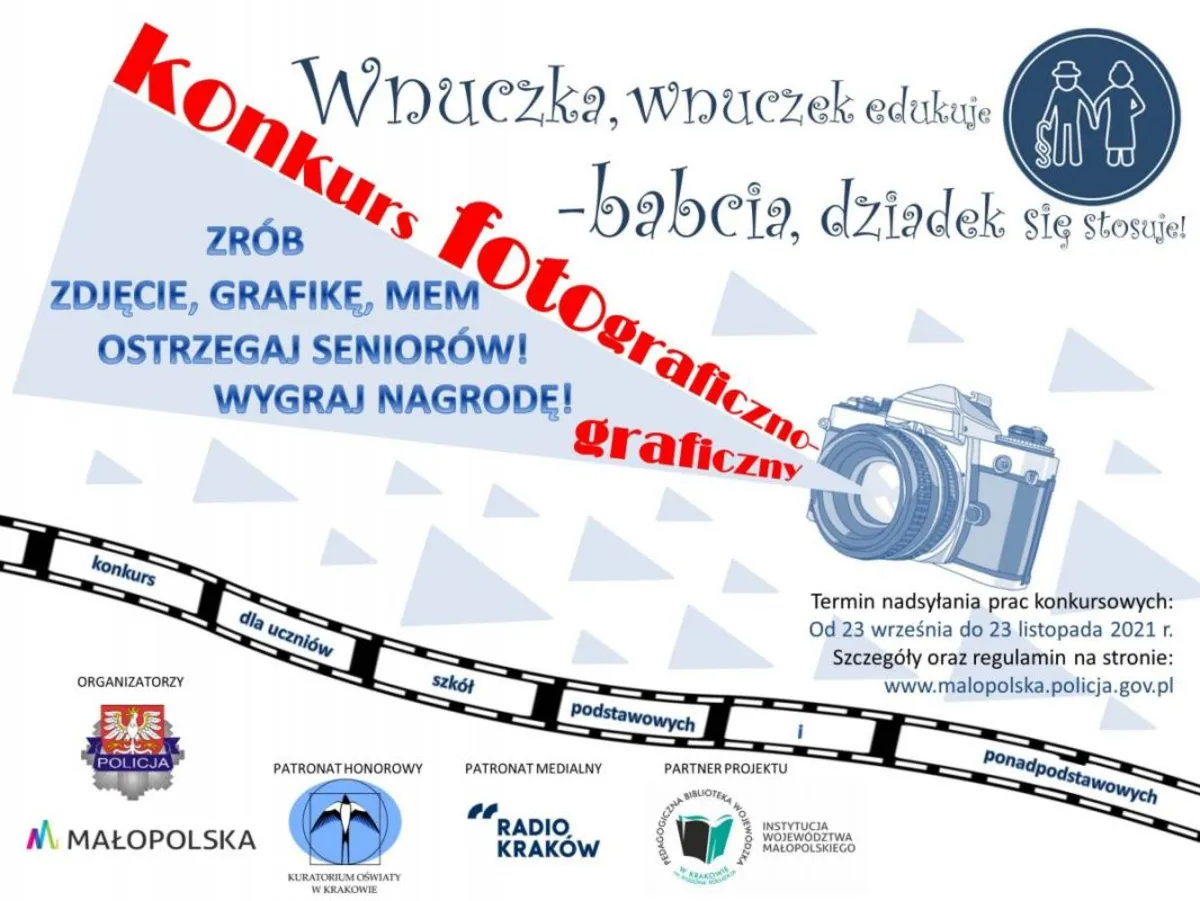 Pomóż chronić seniorów! Konkurs "Wnuczek, wnuczka edukuje - babcia, dziadek się stosuje"