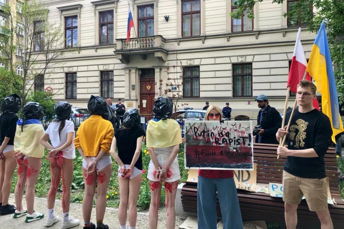 Protestowali przeciwko gwałtom rosyjskich żołnierzy dokonywanym podczas wojny w Ukrainie
