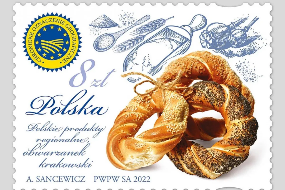 Krakowski obwarzanek na znaczku pocztowym