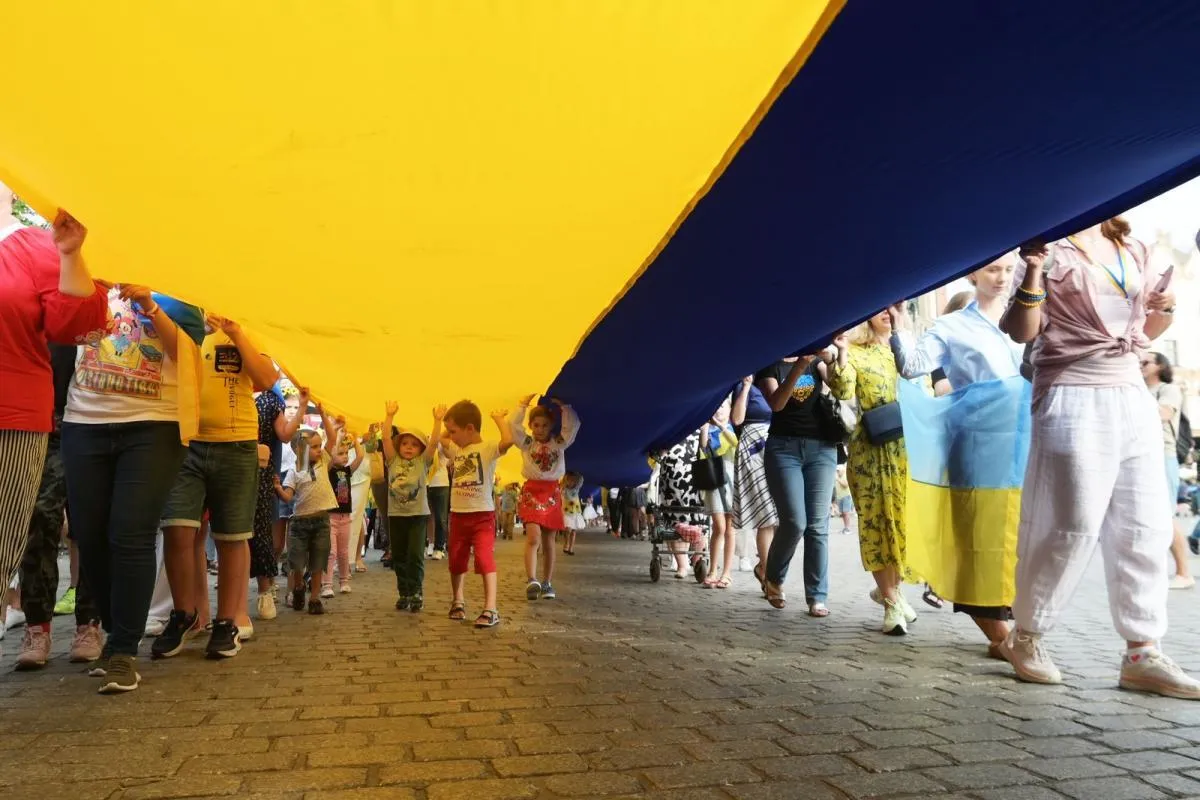 Ukraińcy z Polakami świętowali w Krakowie Dzień Niepodległości Ukrainy