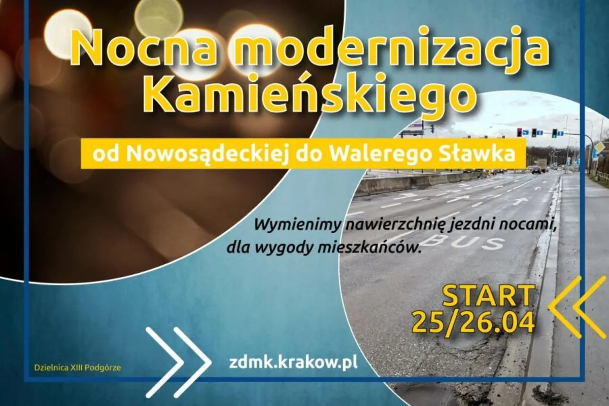 Ruszyły prace związane z wymianą nawierzchni na fragmencie ulicy Kamieńskiego w Krakowie