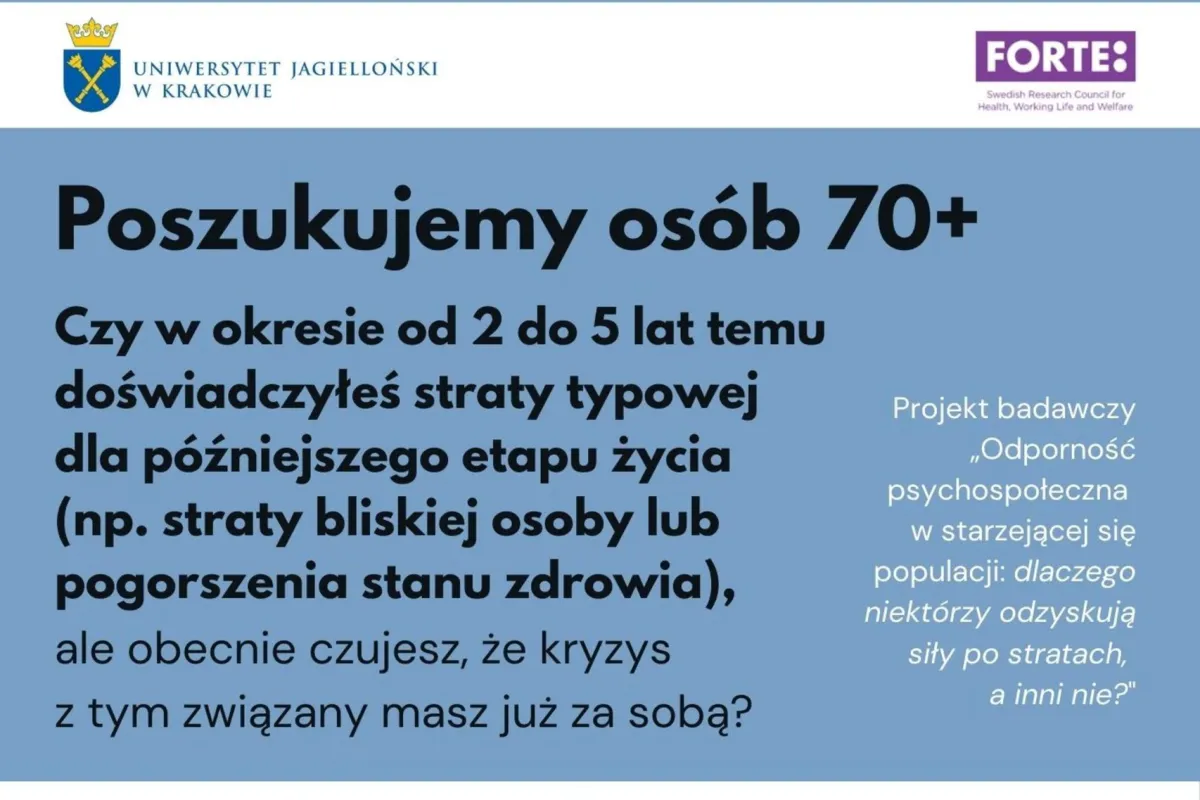 Naukowcy z UJ chcą zbadać odporność psychiczną seniorów i szukają chętnych osób