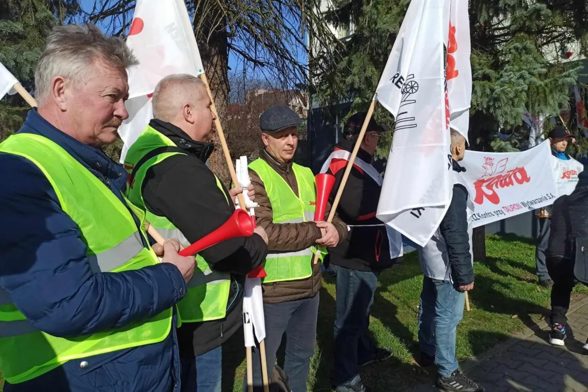 Protest pracowników Elektrowni Siersza. "Decyzje powinny zapadać w Trzebini, nie w Warszawie"