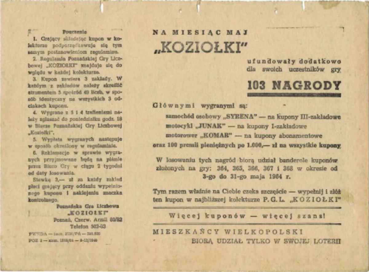 Poznańska Gra Liczbowa "KOZIOŁI"