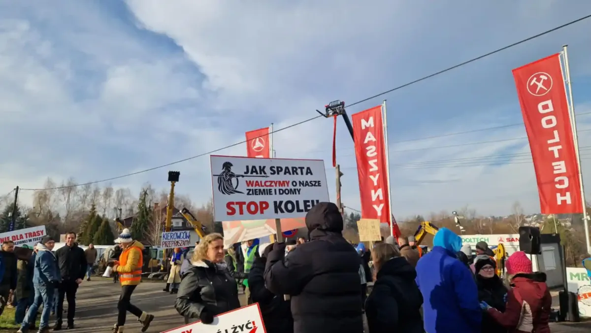 Protest mieszkańców gminy Mogilany na Zakopiance