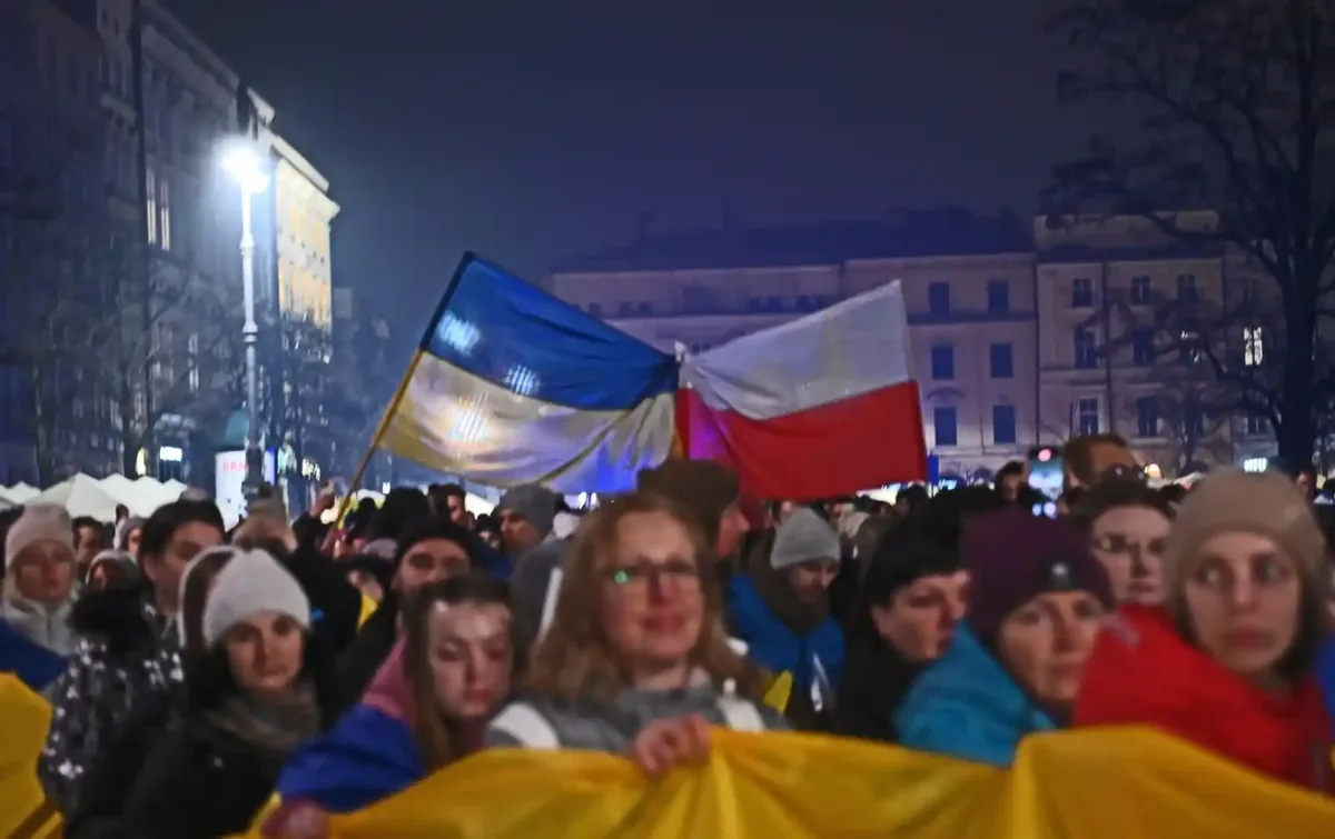 "Nic o Ukrainie bez Ukrainy". Wieczorna manifestacja Ukraińców w Krakowie