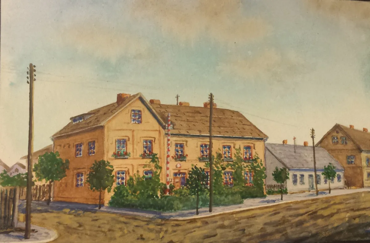 K. Rolski - Gminna Rada Narodowa w Szczakowej 1949 , tempera, miniatura,