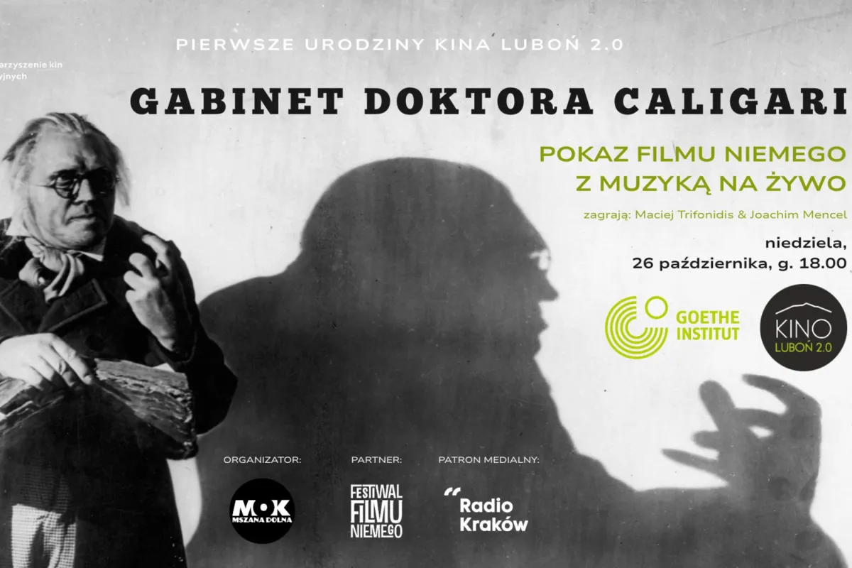 1. URODZINY KINA LUBOŃ 2.0: pokaz filmu niemego GABINET DOKTORA CALIGARI z muzyką na żywo (MACIEJ TRIFONIDIS & JOACHIM MENCEL)