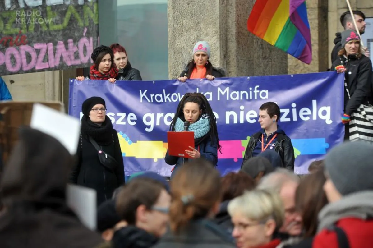 Manifa i kontrmanifestacja w Krakowie 5.03.26   fot: Marek Lasyk