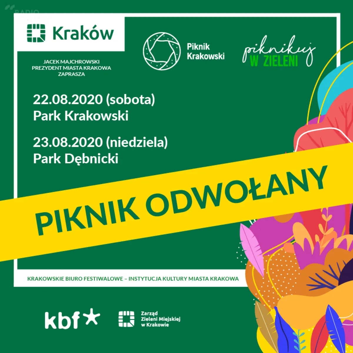 Odwołany "Piknik krakowski" z powodu zwiększonego zagrożenia koronawirusem