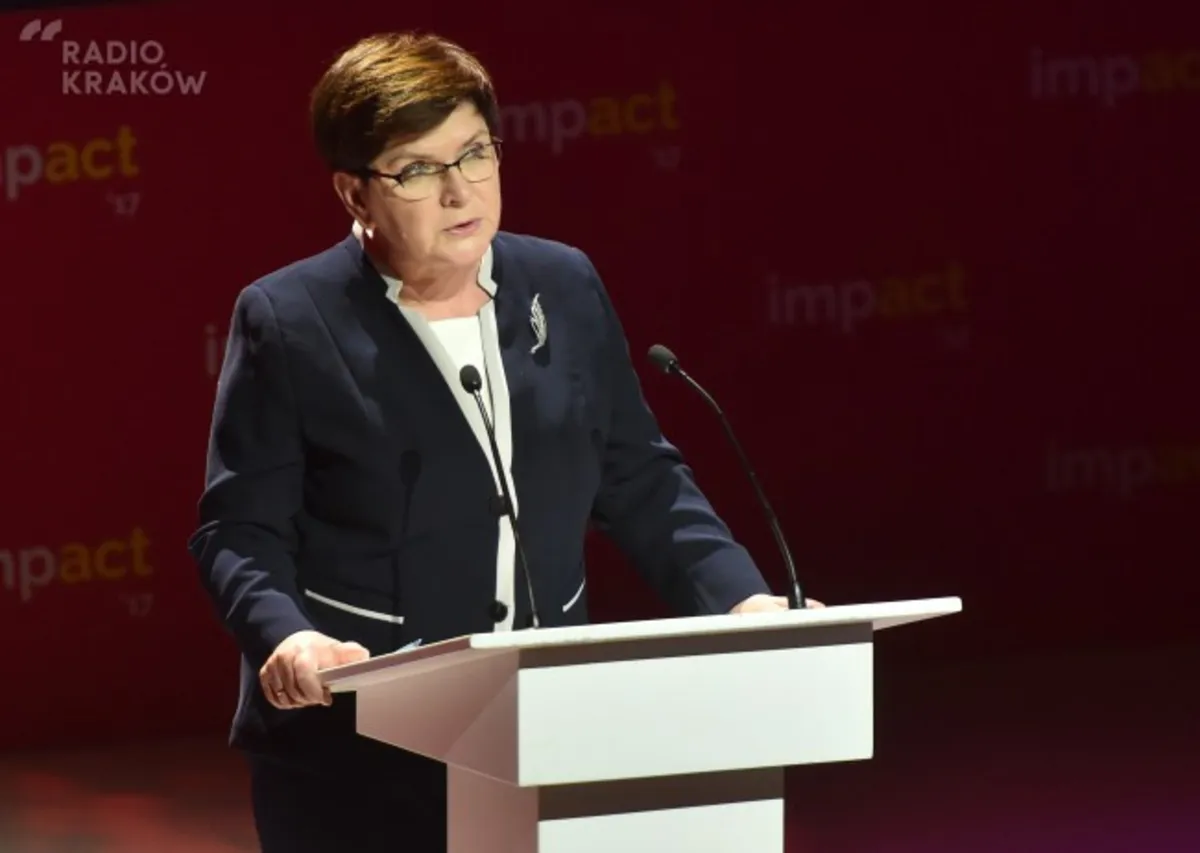 Premier Beata Szydło przemawia podczas otwarcia sesji "startup4export" w ramach Kongresu Impact'17