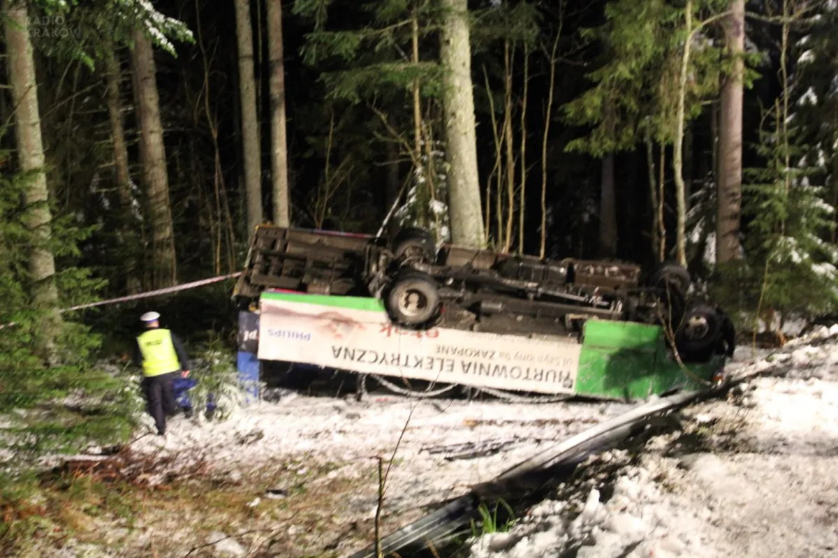 Bus z Łysej Polany do Zakopanego spadł ze skarpy. Dwadzieścia osób rannych