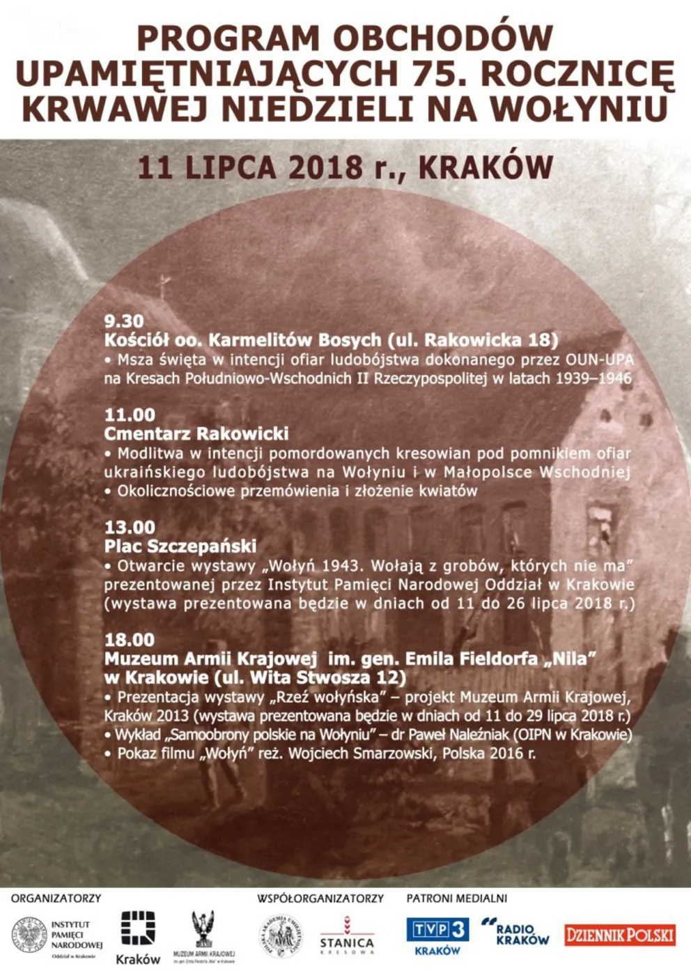 Obchody 75. rocznicy Krwawej Niedzieli na Wołyniu – Kraków, 11 lipca