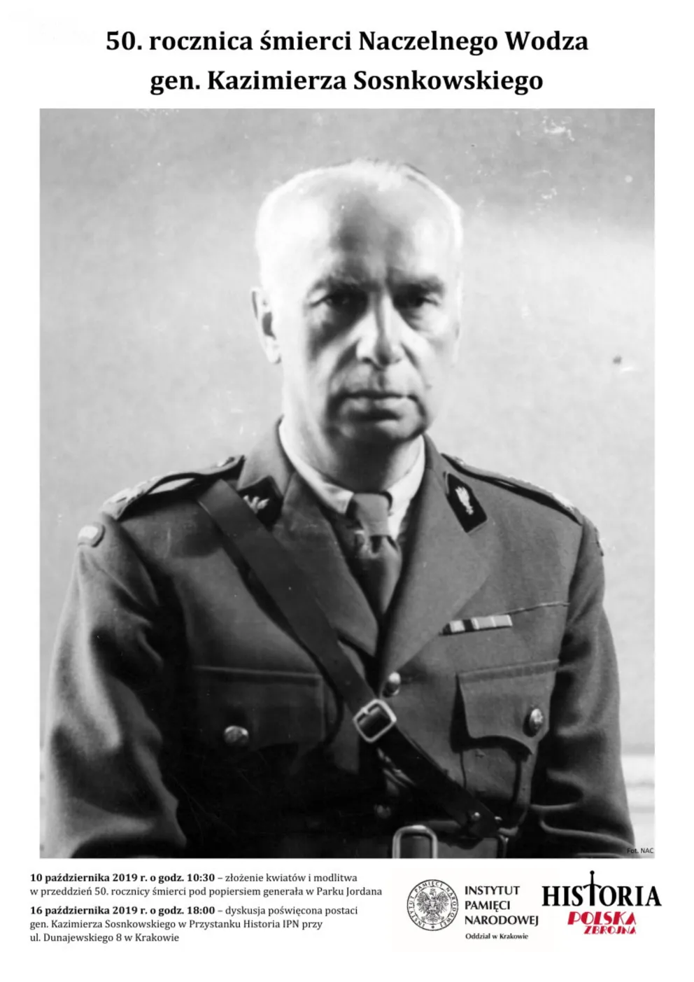 Wydarzenia na "Przystanku Historia IPN": „Uczciwość i upór. Gen. Kazimierz Sosnkowski – zapomniany żołnierz Niepodległej”