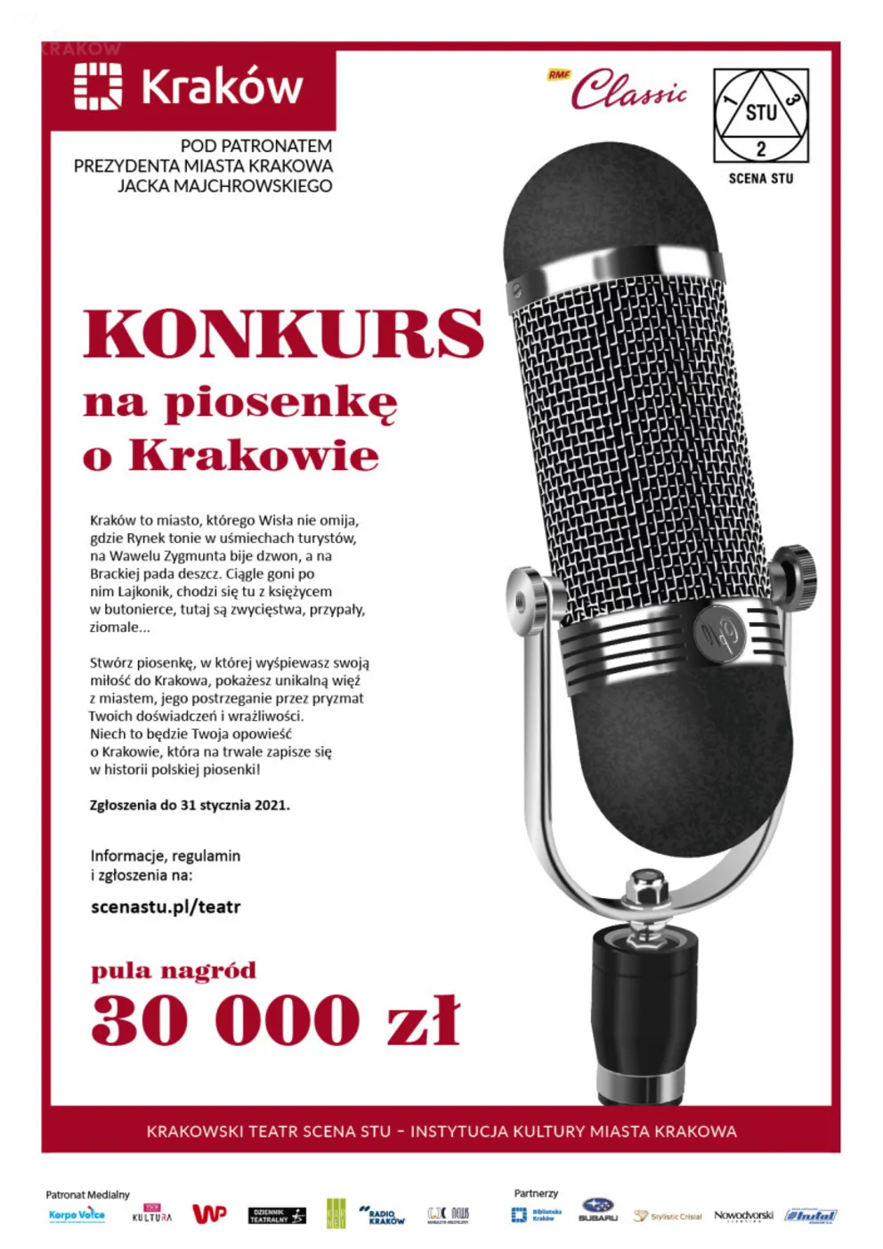 Przedłużony termin zgłoszeń w Konkursie na Piosenkę o Krakowie!