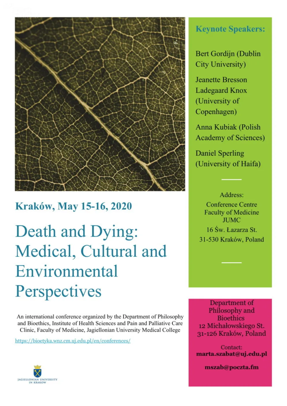 Konferencja "Death and Dying: Medical, Cultural and Environmental Perspectives"