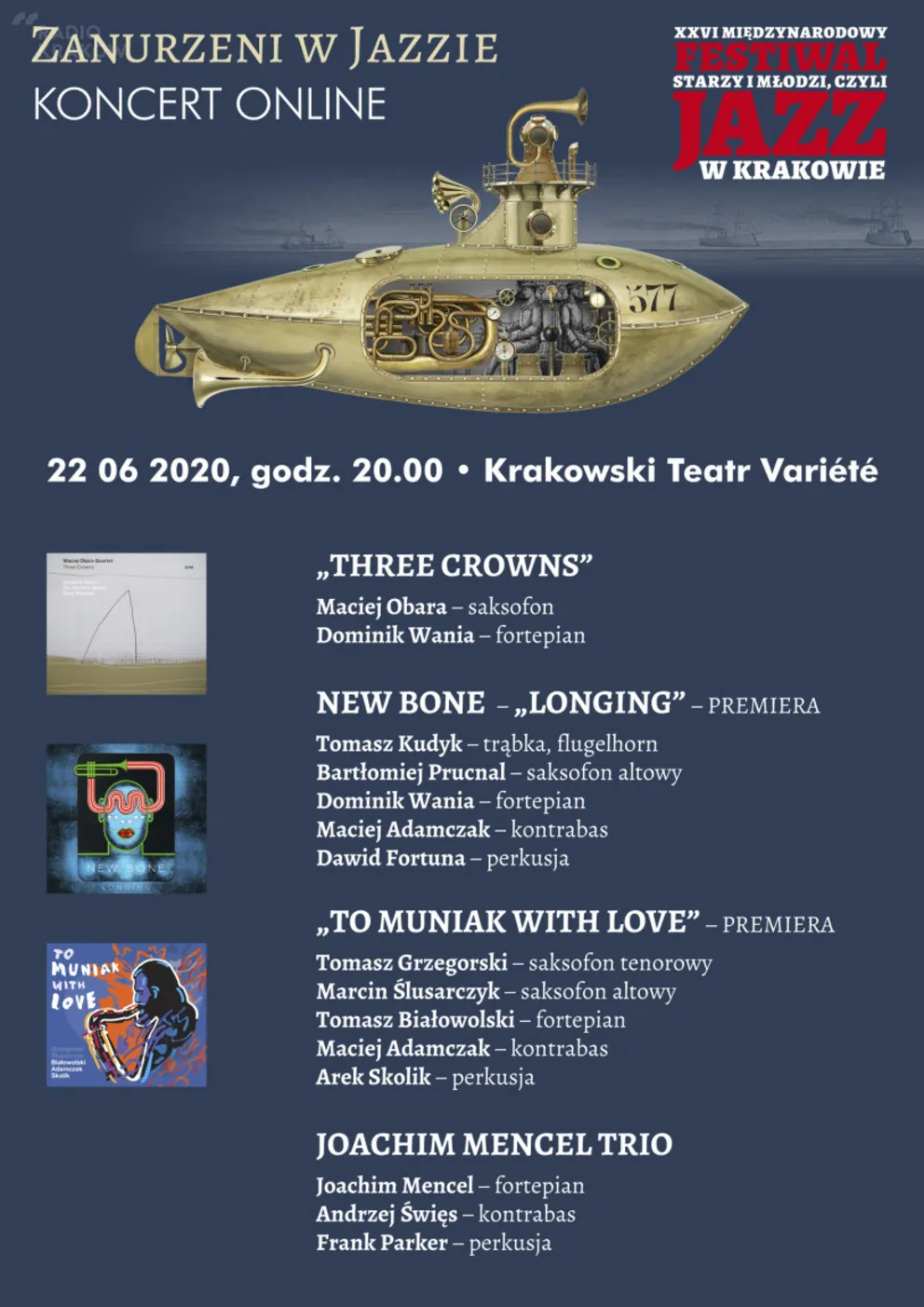 Koncert Specjalny Online XXVI Międzynarodowego Festiwalu "Starzy i Młodzi, czyli Jazz w Krakowie"