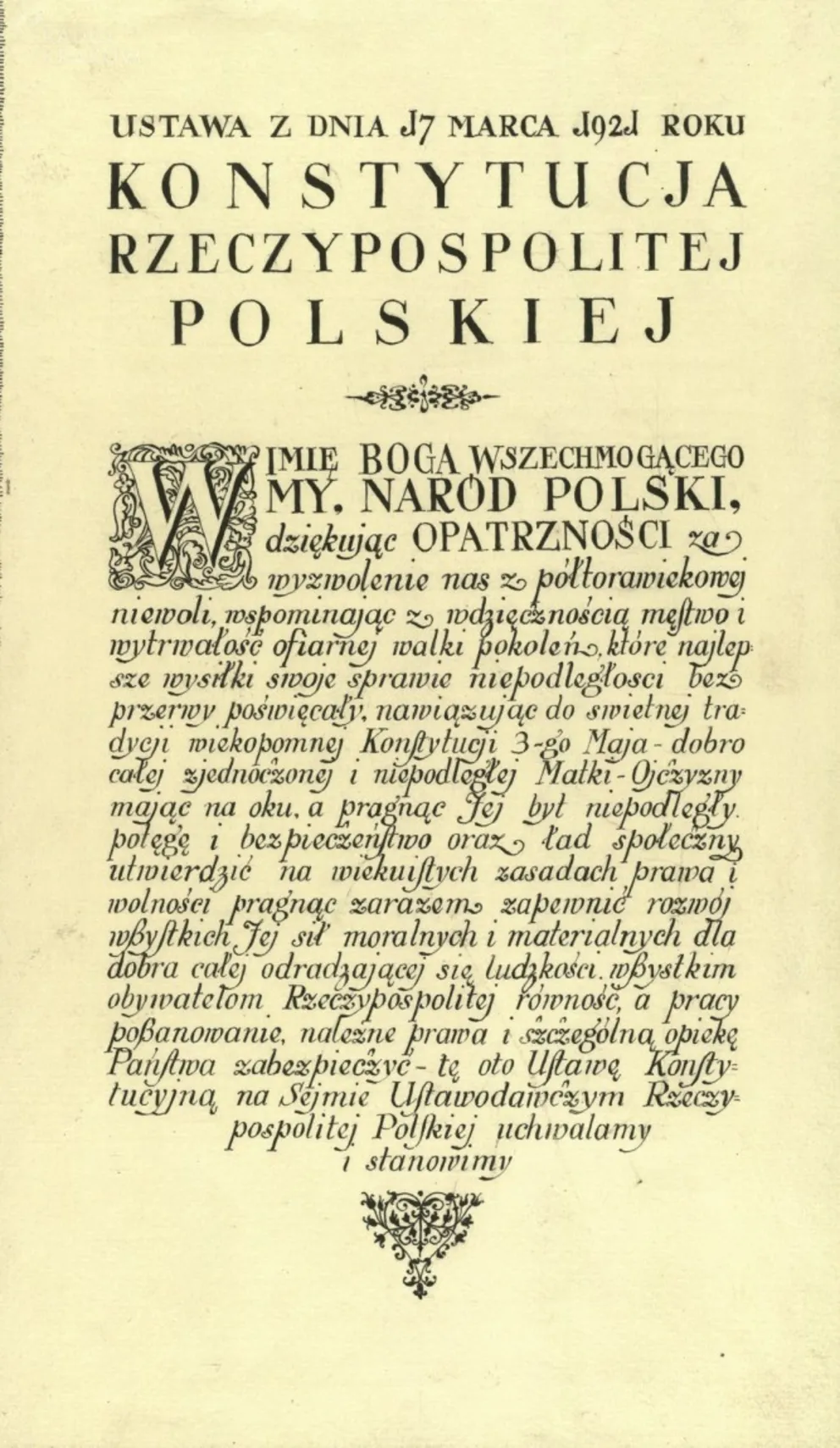 ...My, naród Polski ... -  Konstytucja marcowa  1921 