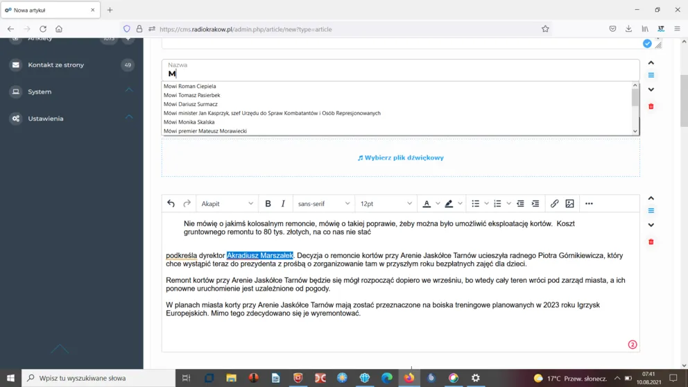 Korty tenisowe przy tarnowskiej arenie zostaną wyremontowane