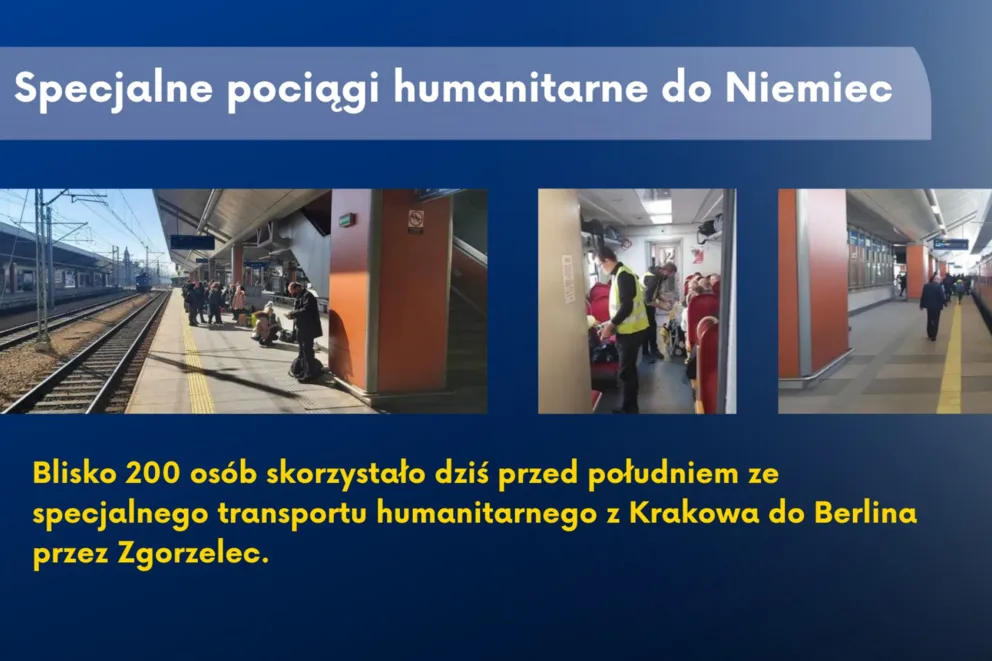Z Krakowa odjeżdżają specjalne pociągi humanitarne do Niemiec