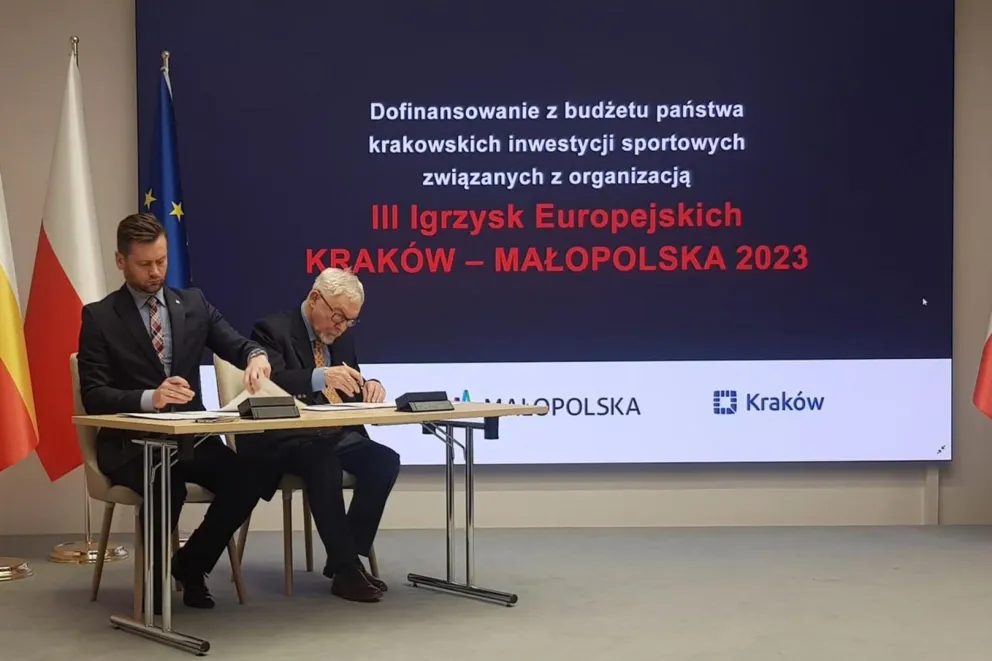 Igrzyska Europejskie: władze Krakowa wspólnie z przedstawicielami ministerstwa sportu podpisały  umowy dotyczące budowy i modernizacji obiektów sportowych