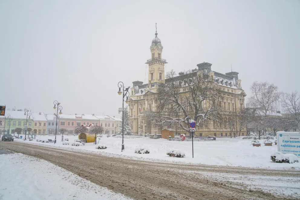 Nowy Sącz. Opady śniegu