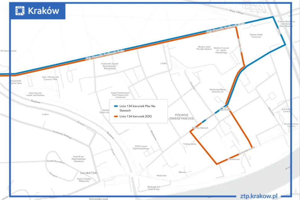 Od soboty linia autobusowa 134 wydłuży swą trasę do placu Na Stawach 