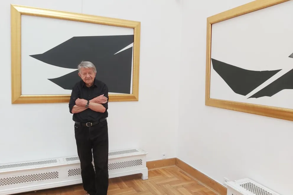 Janusz Trzebiatowski i jego nowe  obrazy  na wystawie w Pałacu Sztuki w Krakowie 