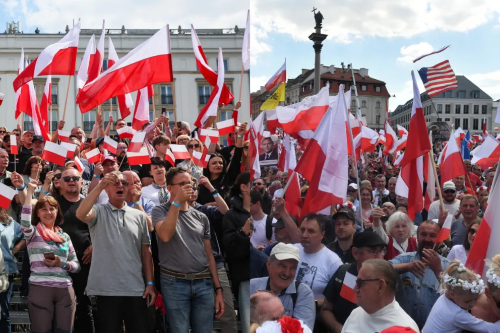 Dwa marsze, dwaj kandydaci. Historyczna niedziela wyborcza w Warszawie