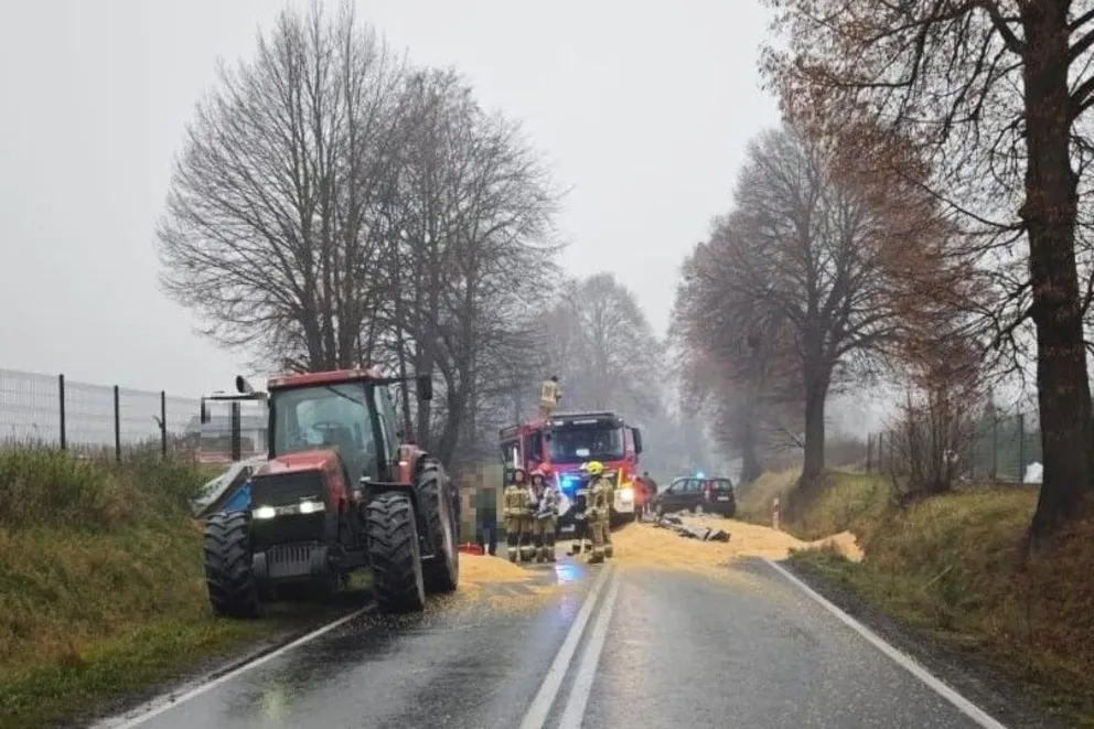 Kukurydza zebrana. Nie ma już utrudnień na dk 44 w Przeciszowie