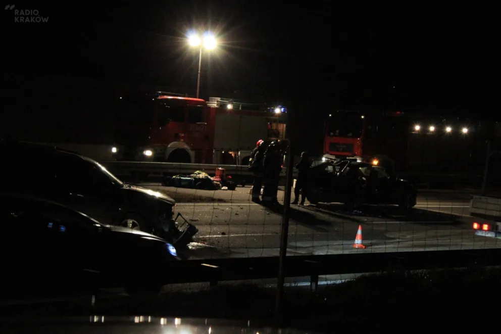 Wypadek na autostradzie A4 przed bramkami w Aleksandrowicach, fot. Szymon Kucharski