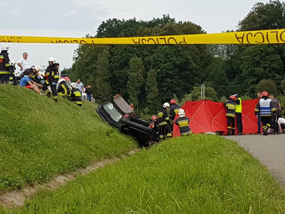 Wypadek w Bieczu, na dk 28, fot. M. Janusz
