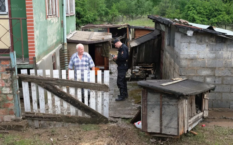 Skutki nawałnicy w Okleśnej