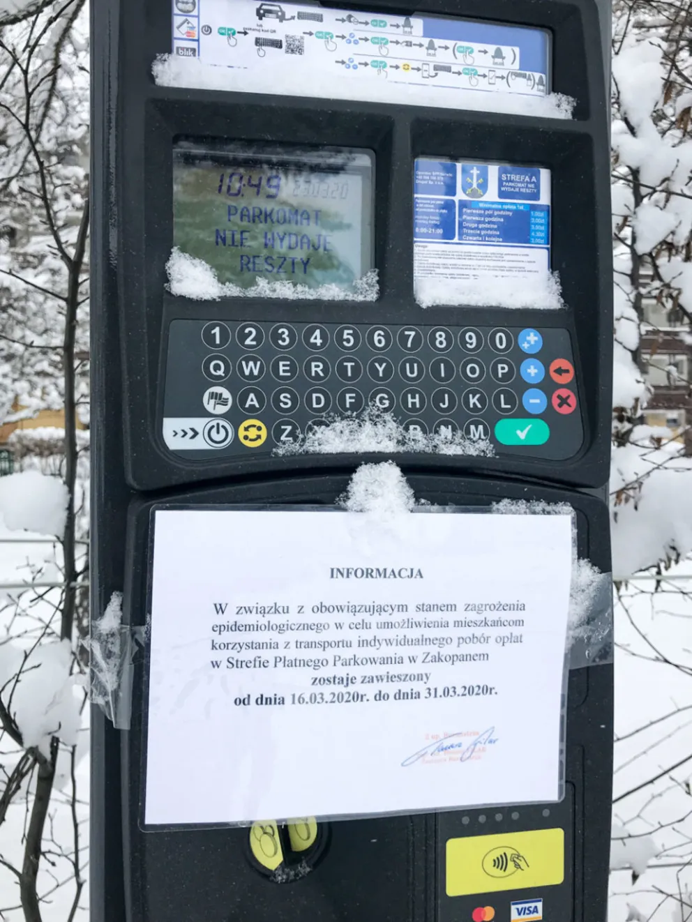 Bezpłatne parkingi miejskie w Zakopanem na czas stanu epidemii i kilka ważnych ogłoszeń